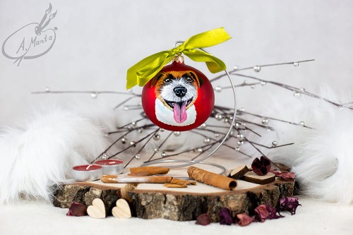 Wyjątkowa bombka choinkowa ręcznie malowana z Jack Russell Terrier