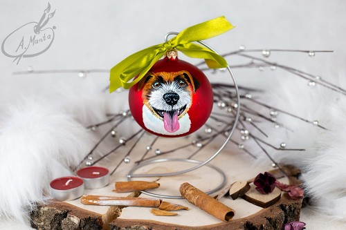 Wyjątkowa bombka choinkowa ręcznie malowana z Jack Russell Terrier