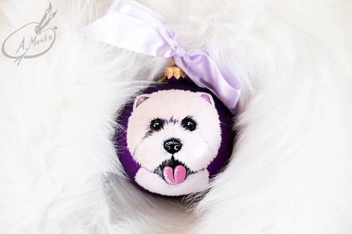 Wyjątkowa bombka choinkowa ręcznie malowana z West highland white terrier