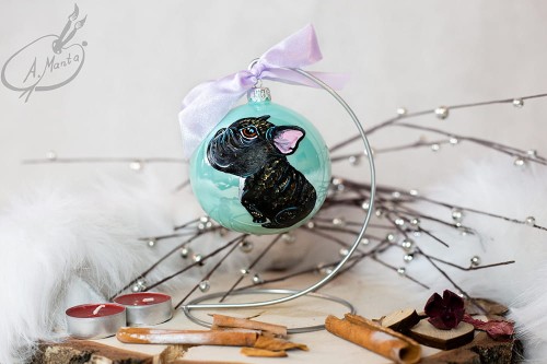 Wyjątkowa bombka choinkowa ręcznie malowana Buldożek francuski