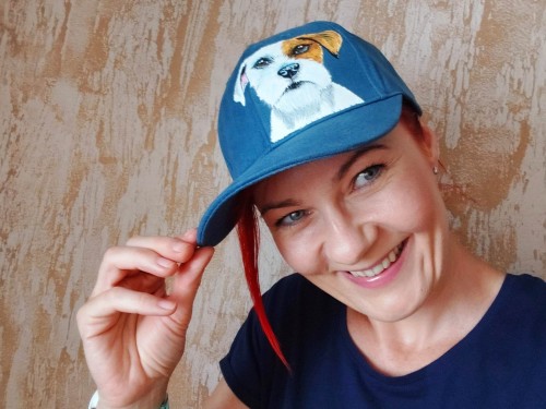 Wyjątkowa ręcznie malowana czapka Jack Russel Terier