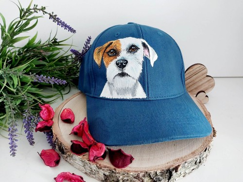 Wyjątkowa ręcznie malowana czapka Jack Russel Terier