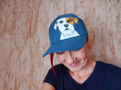Wyjątkowa ręcznie malowana czapka Jack Russel Terier