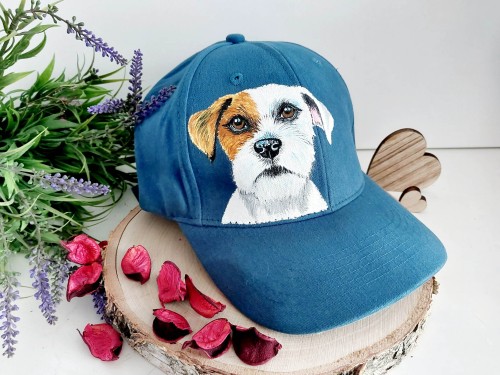 Wyjątkowa ręcznie malowana czapka Jack Russel Terier