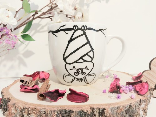 Unikatowy Kubek ręcznie malowany Nietoperz