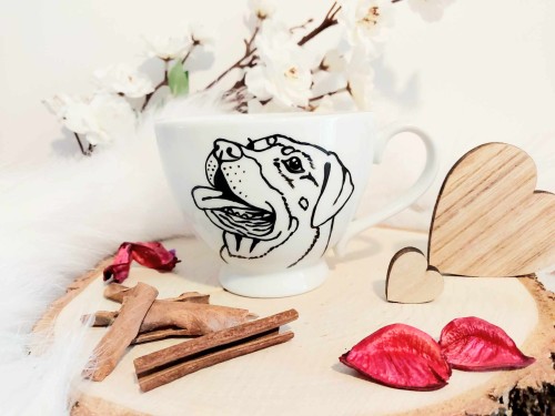 Wyjątkowa, ręcznie malowana filiżanka Rottweiler