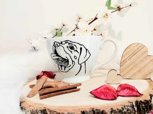 Wyjątkowa, ręcznie malowana filiżanka Rottweiler