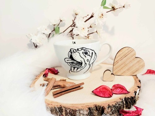 Wyjątkowa, ręcznie malowana filiżanka Rottweiler