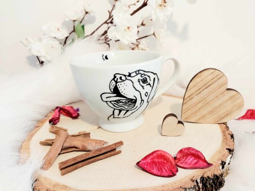 Wyjątkowa, ręcznie malowana filiżanka Rottweiler