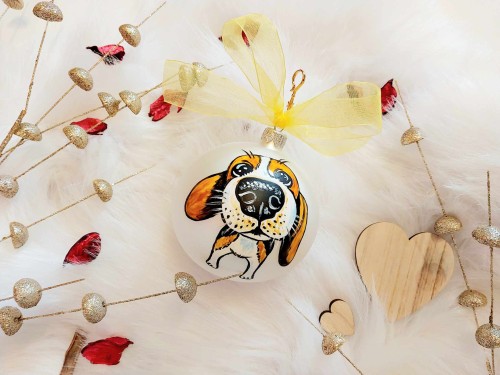 Wyjątkowe bombki choinkowe ręcznie malowane Beagle - zestaw 4 sztuk