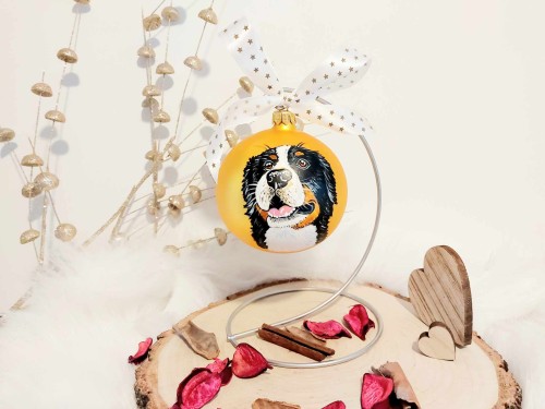 Wyjątkowa bombka choinkowa ręcznie malowana Berneński pies pasterski