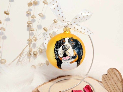 Wyjątkowa bombka choinkowa ręcznie malowana Berneński pies pasterski