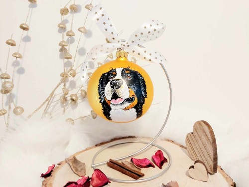 Wyjątkowa bombka choinkowa ręcznie malowana Berneński pies pasterski