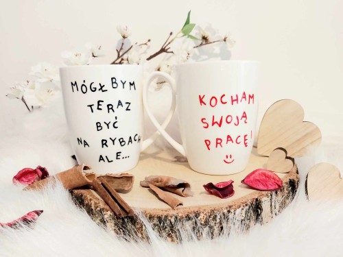 Wyjątkowy, ręcznie malowany kubek praca - dla Niego.