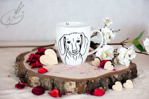 Wyjątkowy, ręcznie malowany kubek Jamnik.