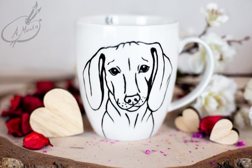 Kubek ręcznie malowany Pies rasy Jamnik  