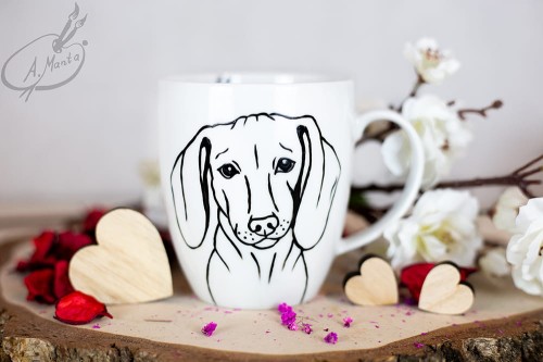 Wyjątkowy, ręcznie malowany kubek Jamnik.