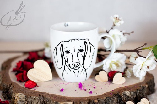 Wyjątkowy, ręcznie malowany kubek Jamnik.