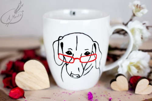 Wyjątkowy, ręcznie malowany kubek Jamnik.