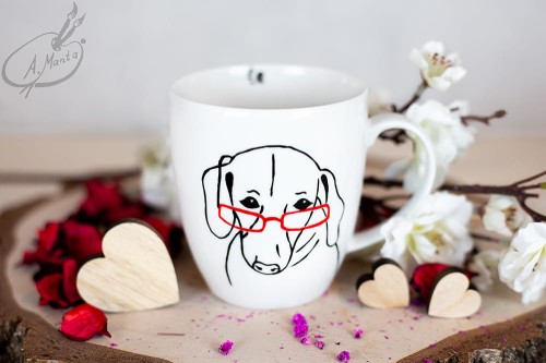 Wyjątkowy, ręcznie malowany kubek Jamnik.