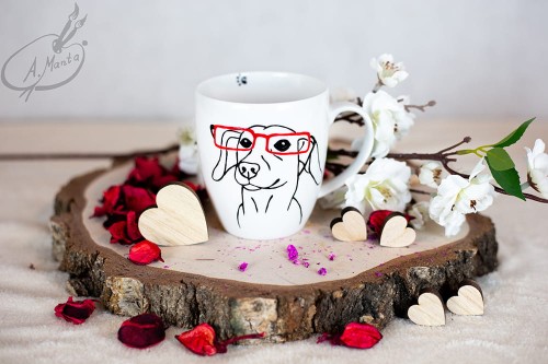 Wyjątkowy, ręcznie malowany kubek Jamnik.