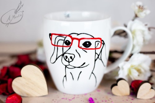 Wyjątkowy, ręcznie malowany kubek Jamnik.