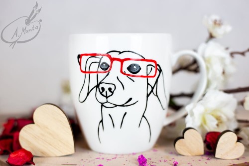 Wyjątkowy, ręcznie malowany kubek Jamnik.