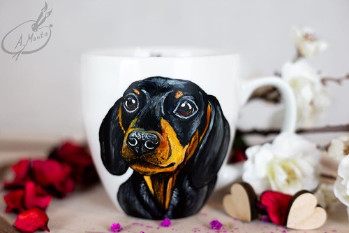 Wyjątkowy, ręcznie malowany kubek Jamnik.