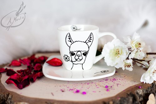 Wyjątkowa, ręcznie malowana filiżanka Alpaka.