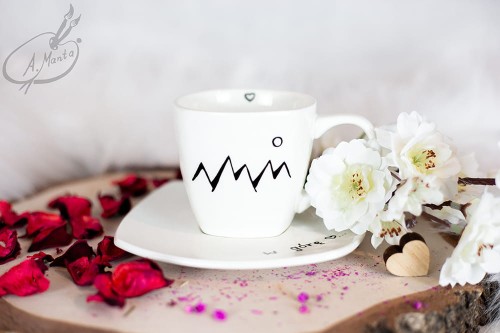 Wyjątkowa, ręcznie malowana filiżanka Góry.