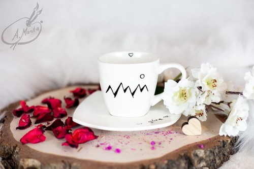 Wyjątkowa, ręcznie malowana filiżanka Góry.