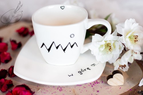 Wyjątkowa, ręcznie malowana filiżanka Góry.