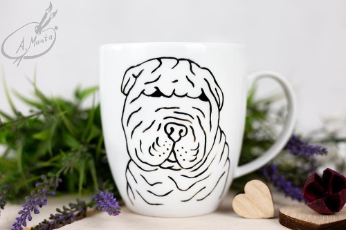 Kubek ręcznie malowany Pies rasy Shar Pei 
