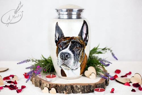 Ręcznie malowana urna pogrzebowa z portretem Pieska/kotka