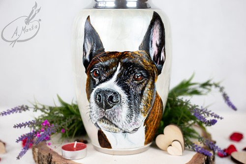 Ręcznie malowana urna pogrzebowa z portretem Pieska/kotka