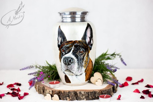 Ręcznie malowana urna pogrzebowa z portretem Pieska/kotka