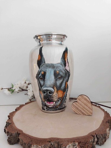 Ręcznie malowana urna pogrzebowa z portretem Pieska/kotka