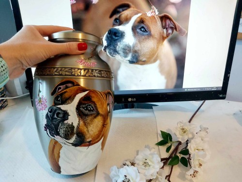 Ręcznie malowana urna pogrzebowa z portretem Pieska/kotka