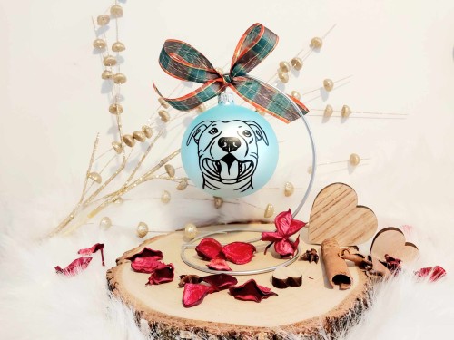 Wyjątkowa bombka choinkowa ręcznie malowana Amstaff