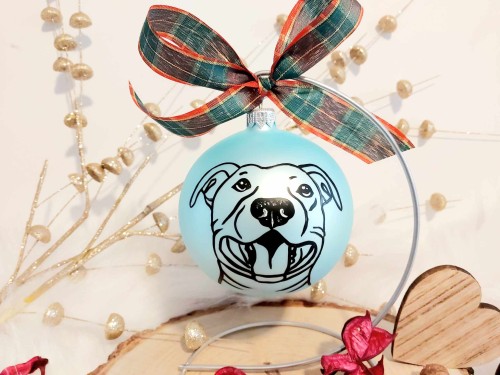 Wyjątkowa bombka choinkowa ręcznie malowana Amstaff