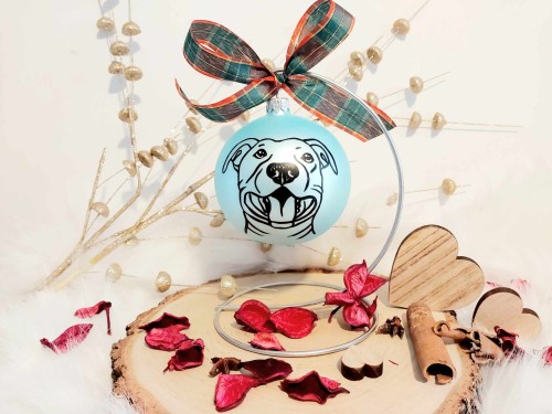 Wyjątkowa bombka choinkowa ręcznie malowana Amstaff