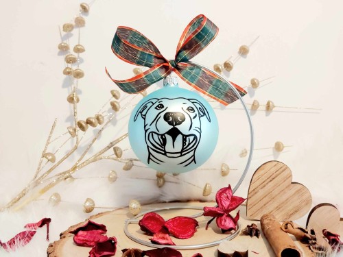 Wyjątkowa bombka choinkowa ręcznie malowana Amstaff