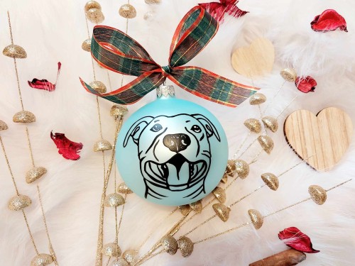 Wyjątkowa bombka choinkowa ręcznie malowana Amstaff