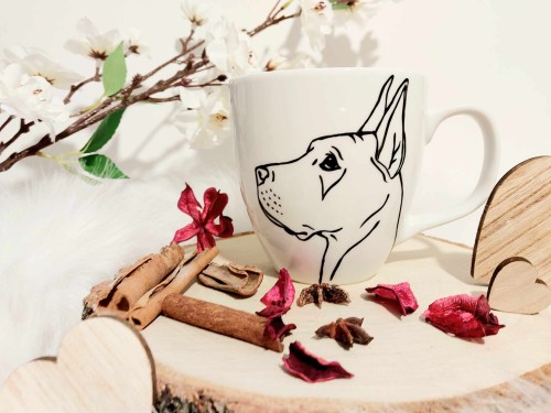 Wyjątkowy, ręcznie malowany kubek Dog Niemiecki.