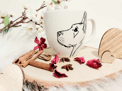 Wyjątkowy, ręcznie malowany kubek Dog Niemiecki.