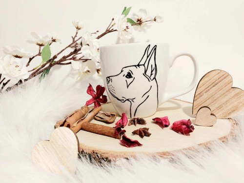 Wyjątkowy, ręcznie malowany kubek Dog Niemiecki.