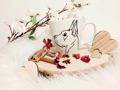 Wyjątkowy, ręcznie malowany kubek Dog Niemiecki.
