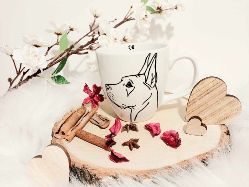 Wyjątkowy, ręcznie malowany kubek Dog Niemiecki.