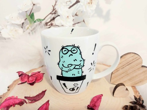 Wyjątkowy, ręcznie malowany kubek Kaktusa i Foch