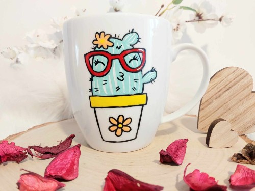Wyjątkowy, ręcznie malowany kubek Kaktus i Psikus